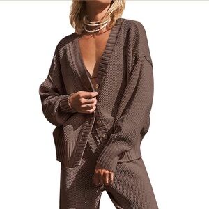 Women's Brown Textured Pantsuit